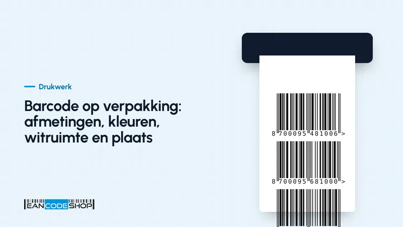 Drukproef van een productdoos met een EAN-barcode rechtsonder op de achterkant